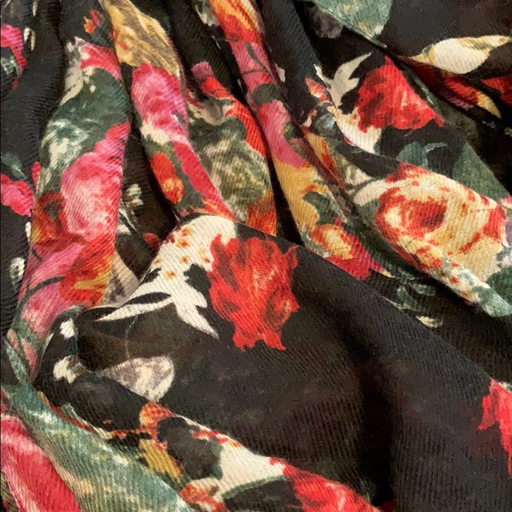 Black floral scarf